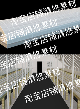 su c4d fbx obj 3ds格式现代农业蔬菜种植大棚文件 非实物B537