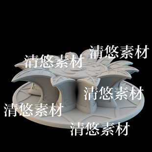 obj格式 3dmax c4d fbx 非实物B349 古风佛系禅意莲花底座石台文件
