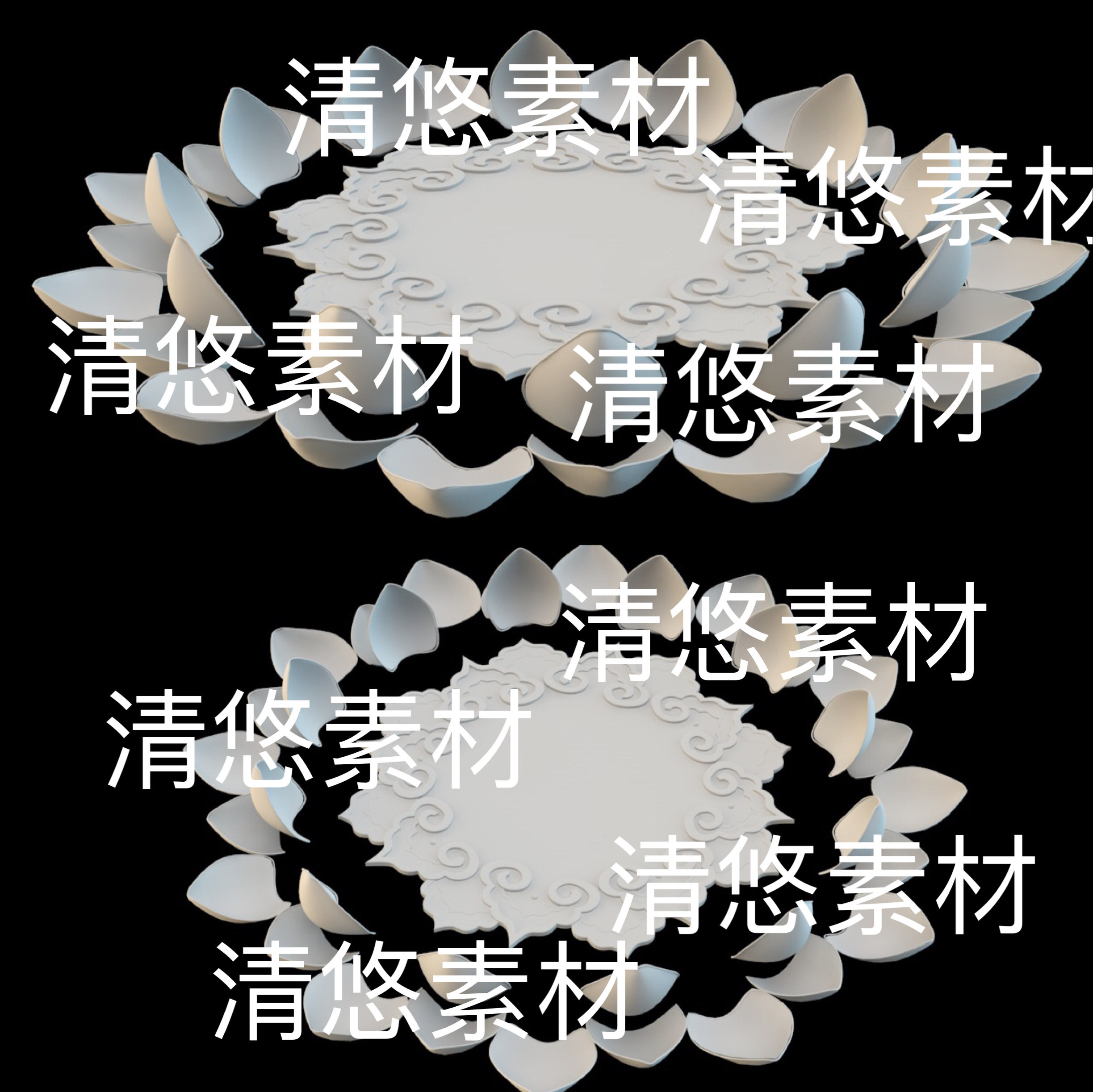 3dmax c4d fbx obj格式仙侠古风莲花瓣法阵石台文件 非实物B594