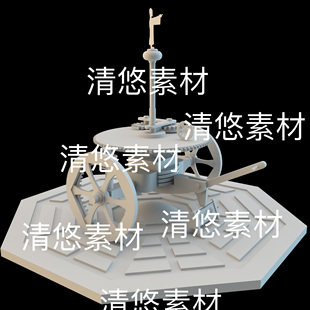 obj格式 3dmax c4d fbx 非实物B910 古代太极八卦指南车司南车文件