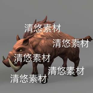 骨骼绑定卡通动物獠牙野猪模型带动作文件 非实物D48 fbx格式 c4d
