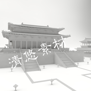 obj古建筑后花园庭院模型大唐宫殿场景 maya c4d fbx 959 白模