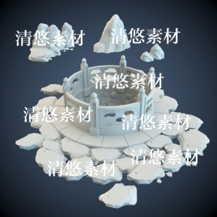 饰 3dmax 非实物A638 模型文件古代水井石头场景装 obj格式 c4d fbx