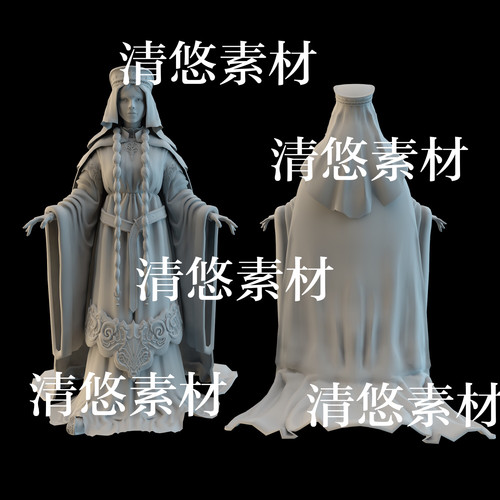 maya c4d fbx obj格式教主女王长袍人物女模型文件 非实物A989
