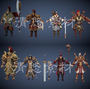 古代男人物将军武将盔甲武器模型c4d obj格式 zb雕刻素材 A19 fbx