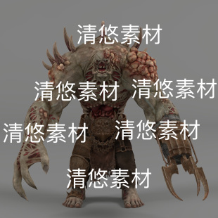 科学怪物生化改造巨人骨骼绑定带动作文件 非实物D514 fbx格式 c4d