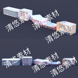 c4d obj格式 现代民房乡村小镇楼房单体建筑文件 非实物D979 fbx