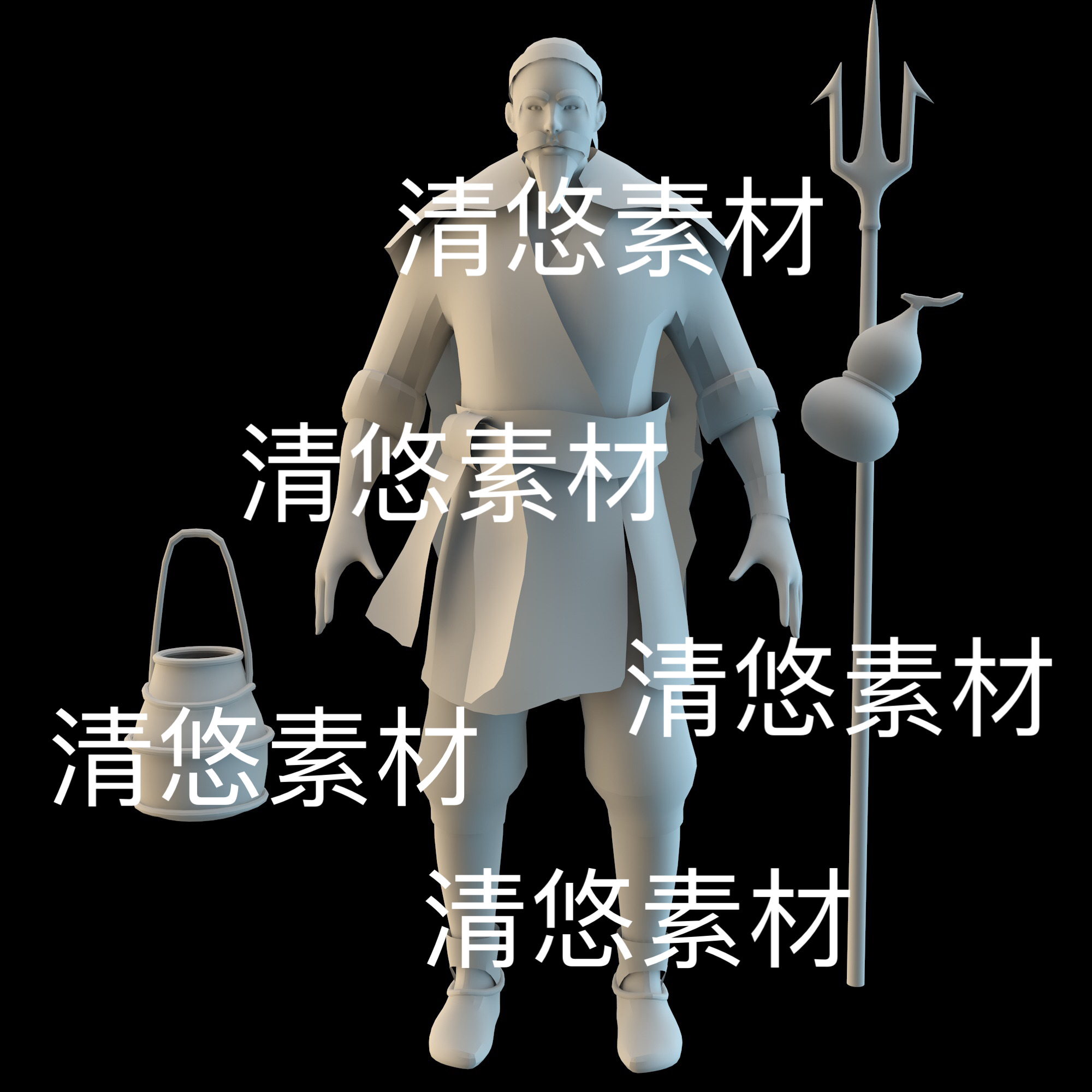 3dmax c4d fbx obj格式古代老头村民农夫渔夫人物文件非实物B933