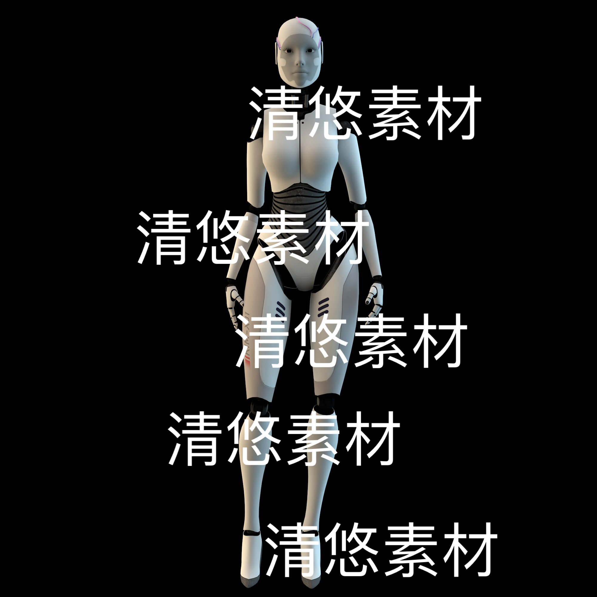 c4d fbx格式科幻女性机器人骨骼绑定模型文件 非实物D187