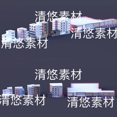 c4d fbx obj格式现代民房乡村小镇楼房单体建筑文件 非实物D983