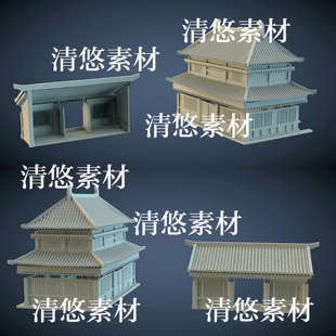 3dmax fbx obj古代建筑房子屋顶模型文件 非实物A780 c4d
