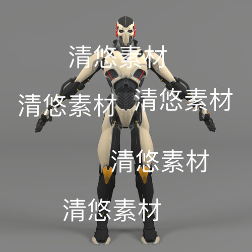 未来机甲c4d fbx格式机器兵战士人骨骼绑定动作3D文件 非实物D994