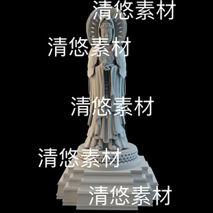 obj格式 3dmax c4d fbx 非实物D540 南海观音佛像菩萨莲花底座文件