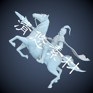 3dmax fbx obj雕塑模型古代骑马将军人物雕像高精度 780 c4d