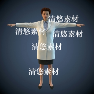 obj文件医疗人物模型女医生白衣天白大褂大夫 非实物A658 fbx c4d