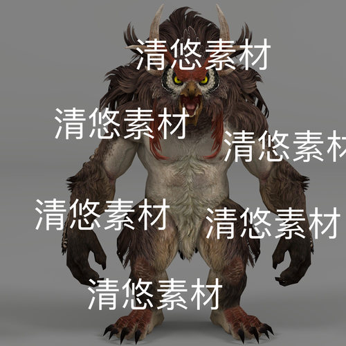 c4d fbx格式四不像合体怪物猫头鹰猛兽绑定带动作文件 非实物D516