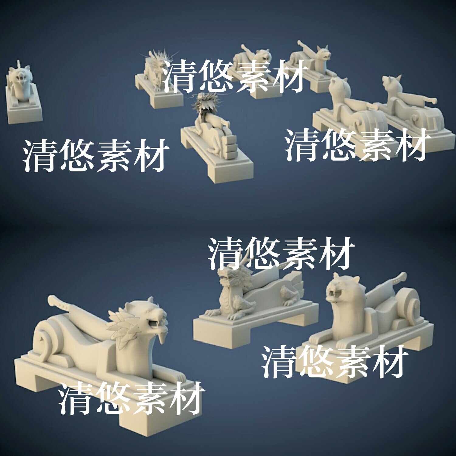 3dmax c4d fbx obj古代狗头龙头虎头斩首刀三铡文件 非实物A744