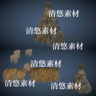 fbx草屋屋顶枯草草垛草堆贴图文件模型 非实物A741 c4d 3dmax