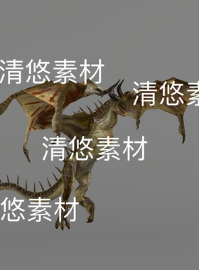 c4d fbx格式骨骼绑定动作西方神龙异兽巨怪文件 非实物D785