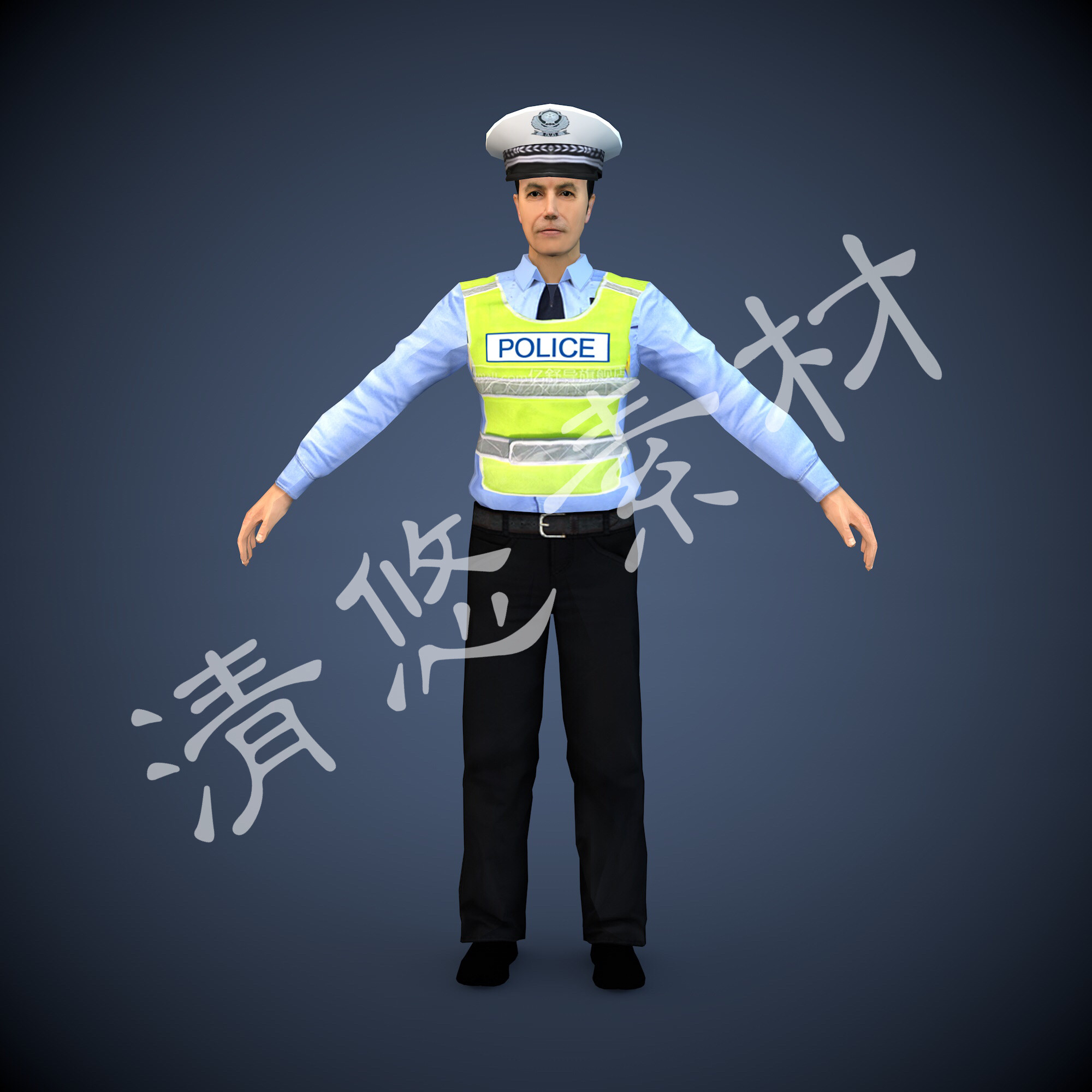 交通警察 交警 人民警察 c4d fbx格式模型协警骨骼绑定 非实物549
