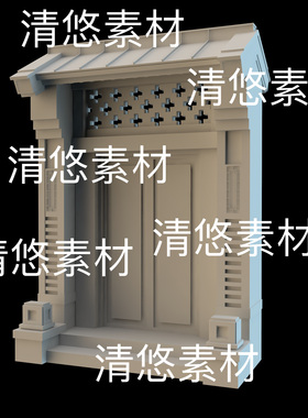 su c4d fbx obj 3ds中式中式古风现代大门院门文件 非实物B454