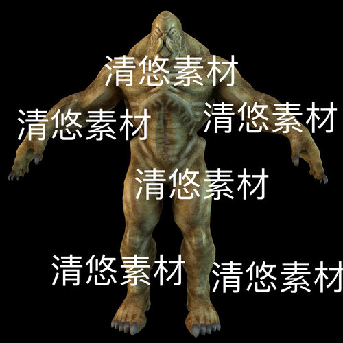四边面c4d fbx格式怪物生物半兽人骨骼绑定动作文件 非实物B644