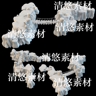 非实物B6 maya c4d fbx obj古风仙侠风悬崖地形石山吊桥模型文件