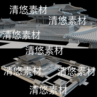 3dmax c4d fbx obj格式唐代古建筑紫辰殿大明宫文件 非实物D926