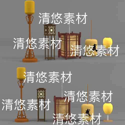 3dmax c4d fbx obj格式古代灯笼室内落地灯台灯文件 非实物B818