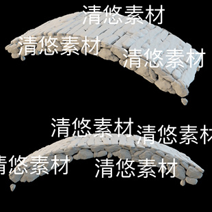 obj格式 高模3dmax c4d fbx 非实物D209 古风乡村碎石拱桥石桥文件