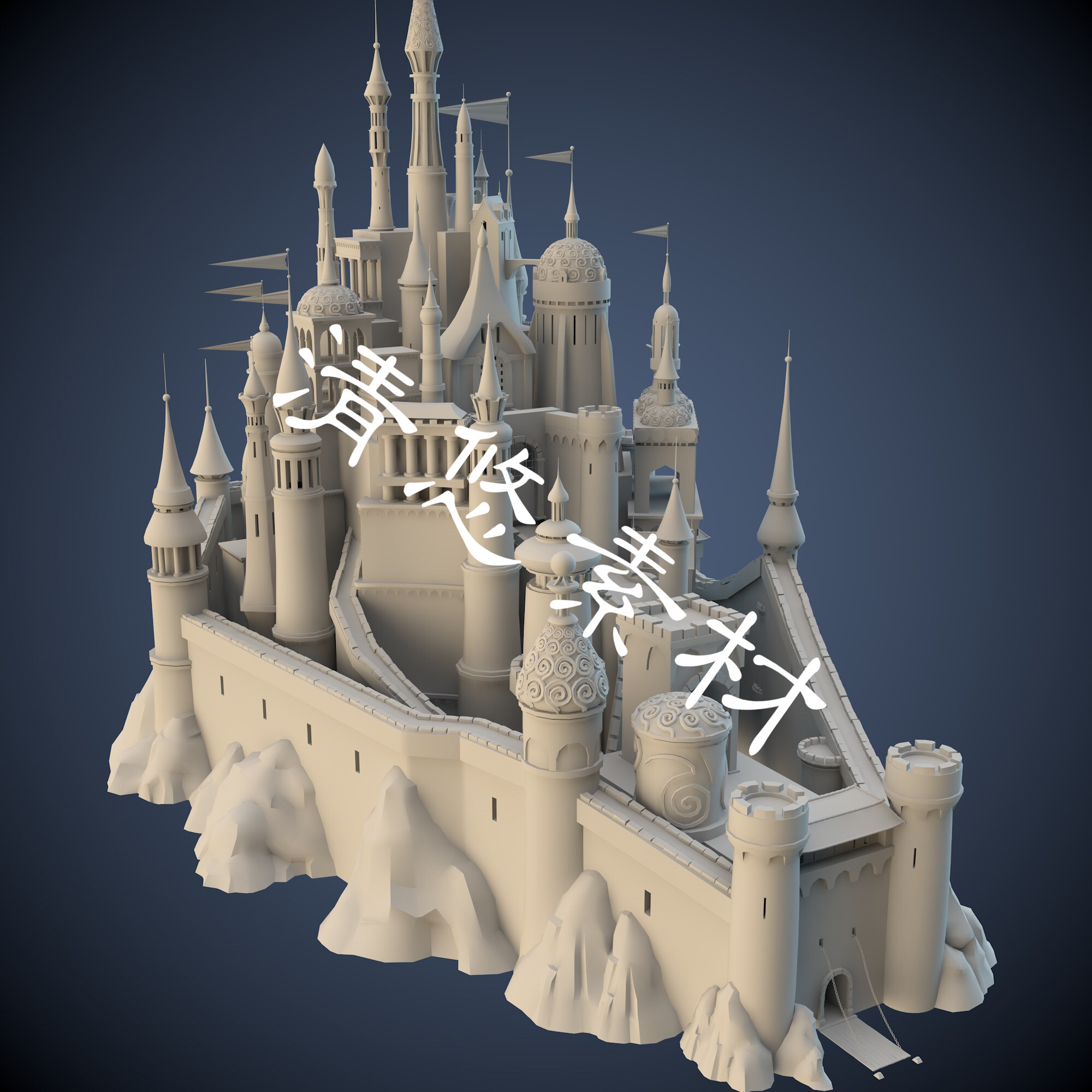 西方神庙城堡教堂c4d fbx obj格式模型室外场景 非实物a293