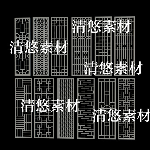 3dmax c4d fbx obj格式中式古风窗户花格模型文件 非实物B45
