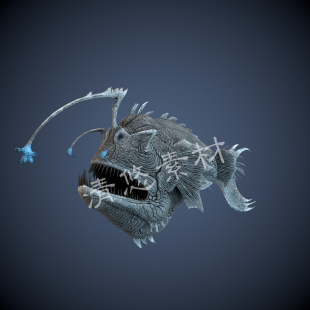 琵琶鱼安康鱼c4d 鱼模型骨骼绑定带动画动作动物997 fbx格式