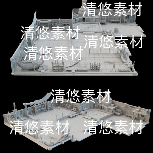 3dsmax fbx obj格式 古代武器架熔炉室内铁匠铺文件非实物B520 c4d