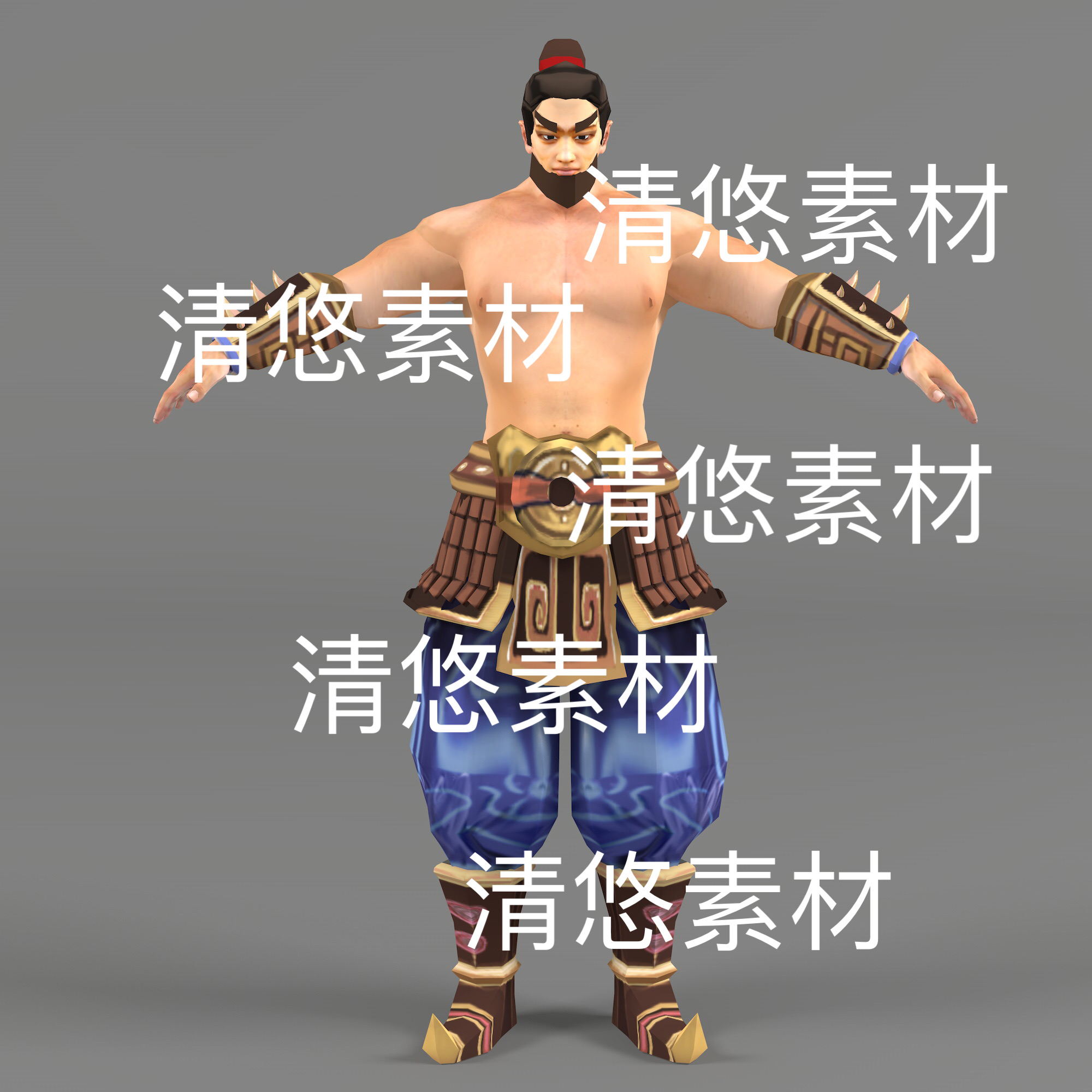 古代人物大力士兵c4d fbx obj格式骨骼绑定人物那文件 非实物D447