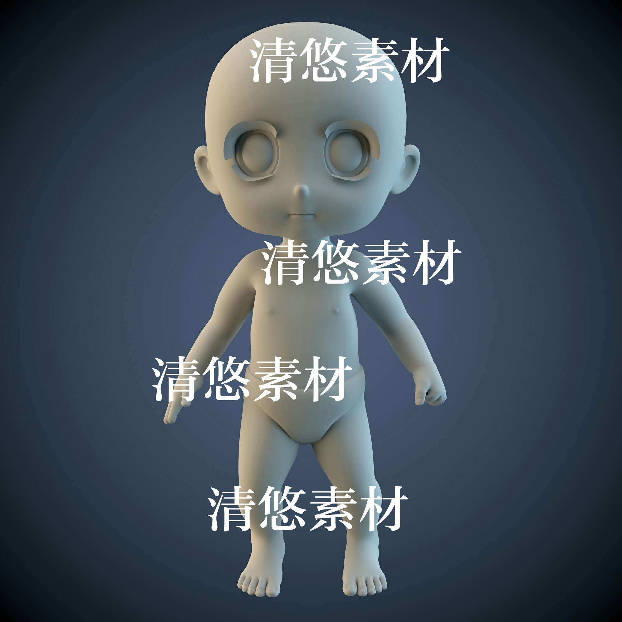 maya c4d fbx卡通光头小男孩骨骼绑定人物模型文件 非实物a612