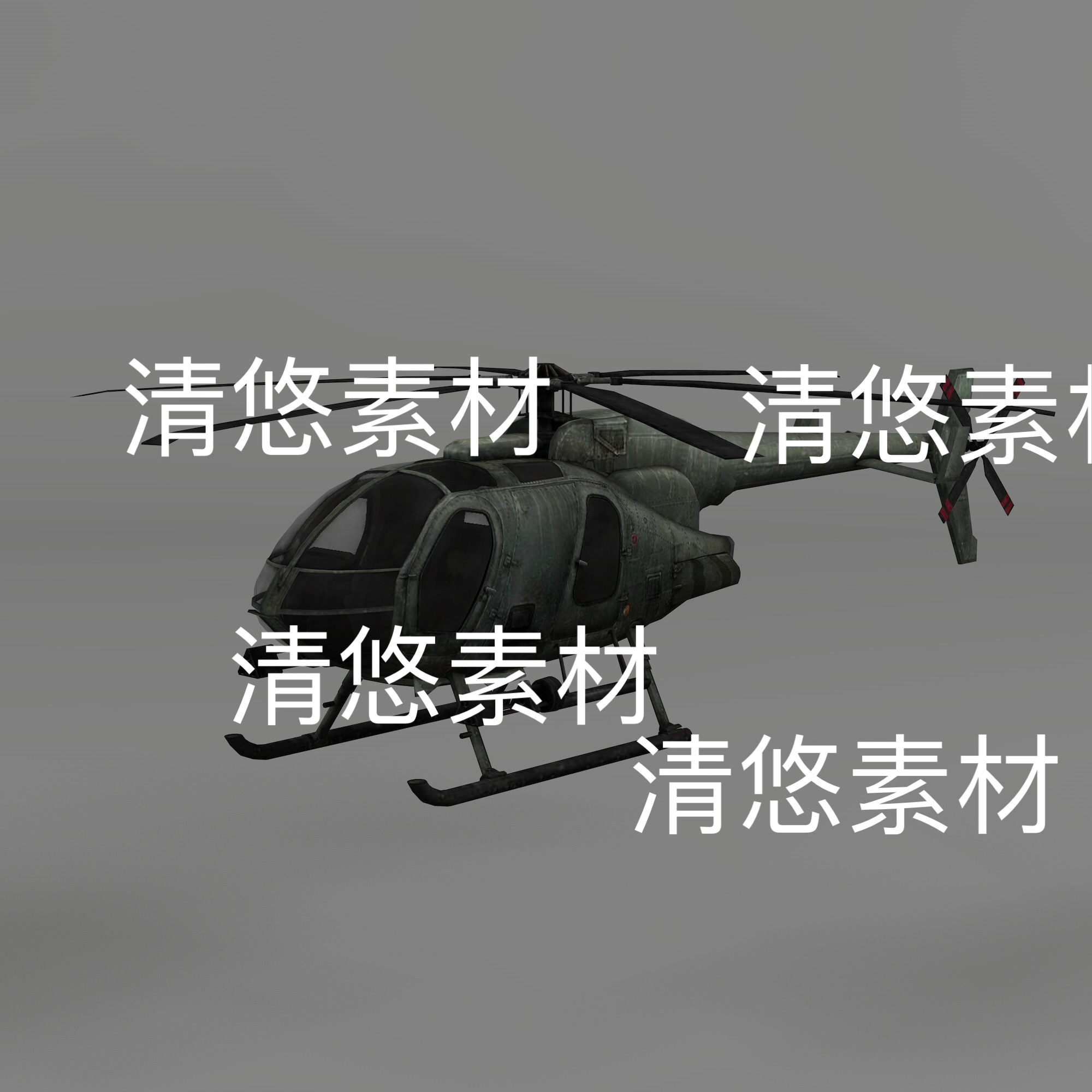 c4d fbx格式螺旋桨骨骼绑定md600直升机飞机文件 非实物D853