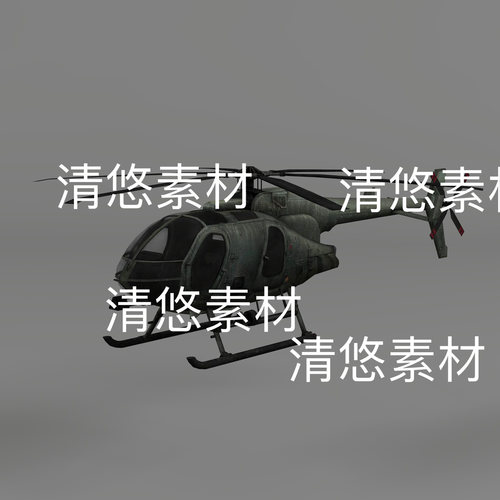 c4d fbx格式螺旋桨骨骼绑定md600直升机飞机文件 非实物D853