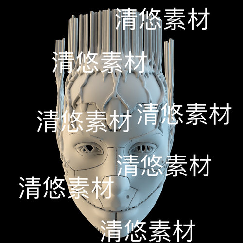 c4d fbx obj格式灵魂恶魔鬼脸面具模型文件 非实物D925