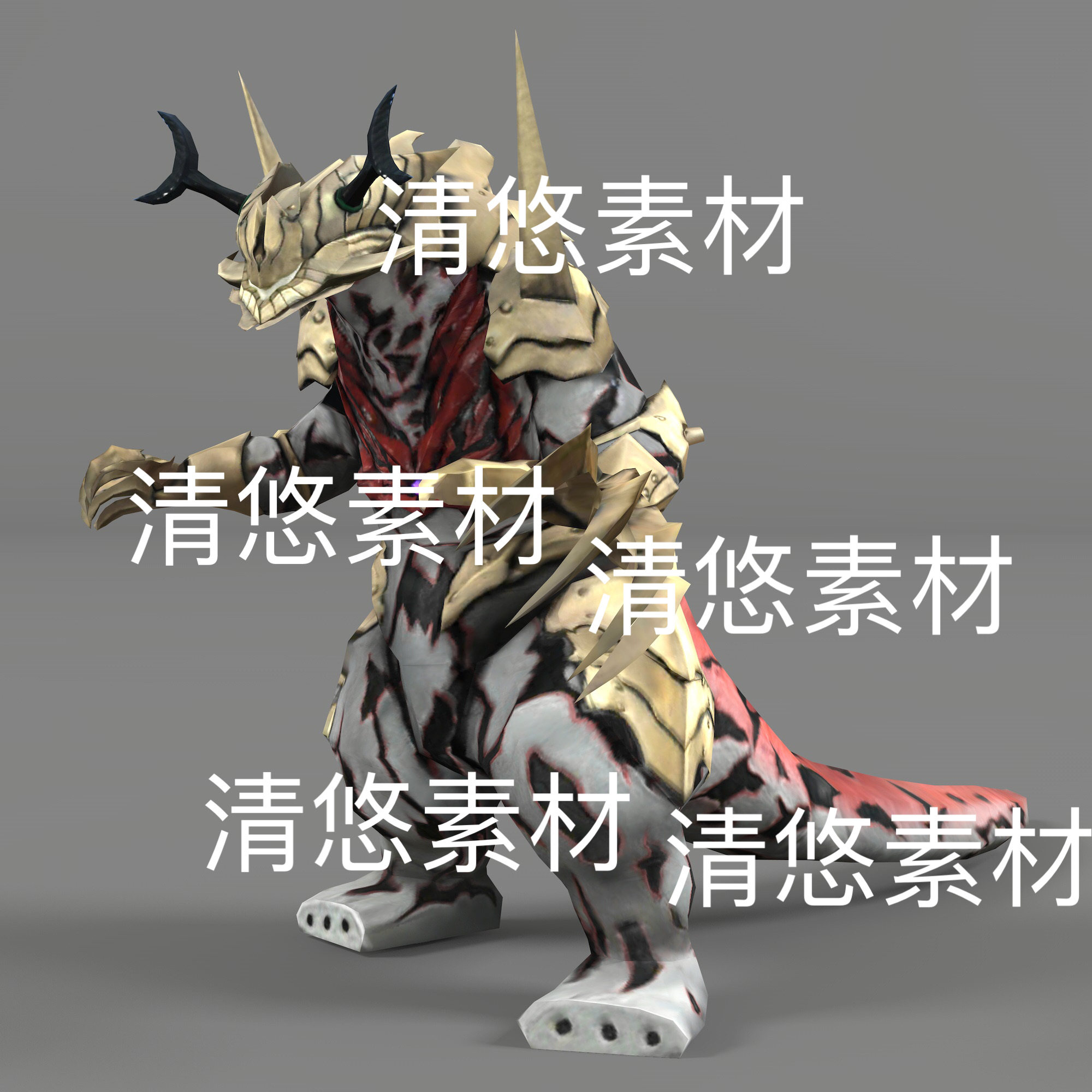 奥特曼怪兽闪电杀手模型c4d fbx格式骨骼绑定低模文件 非实物d309