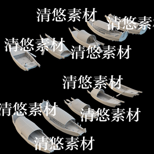 小木船古船渔船扁舟文件 5个 非实物B354 obj格式 fbx 3dmax c4d