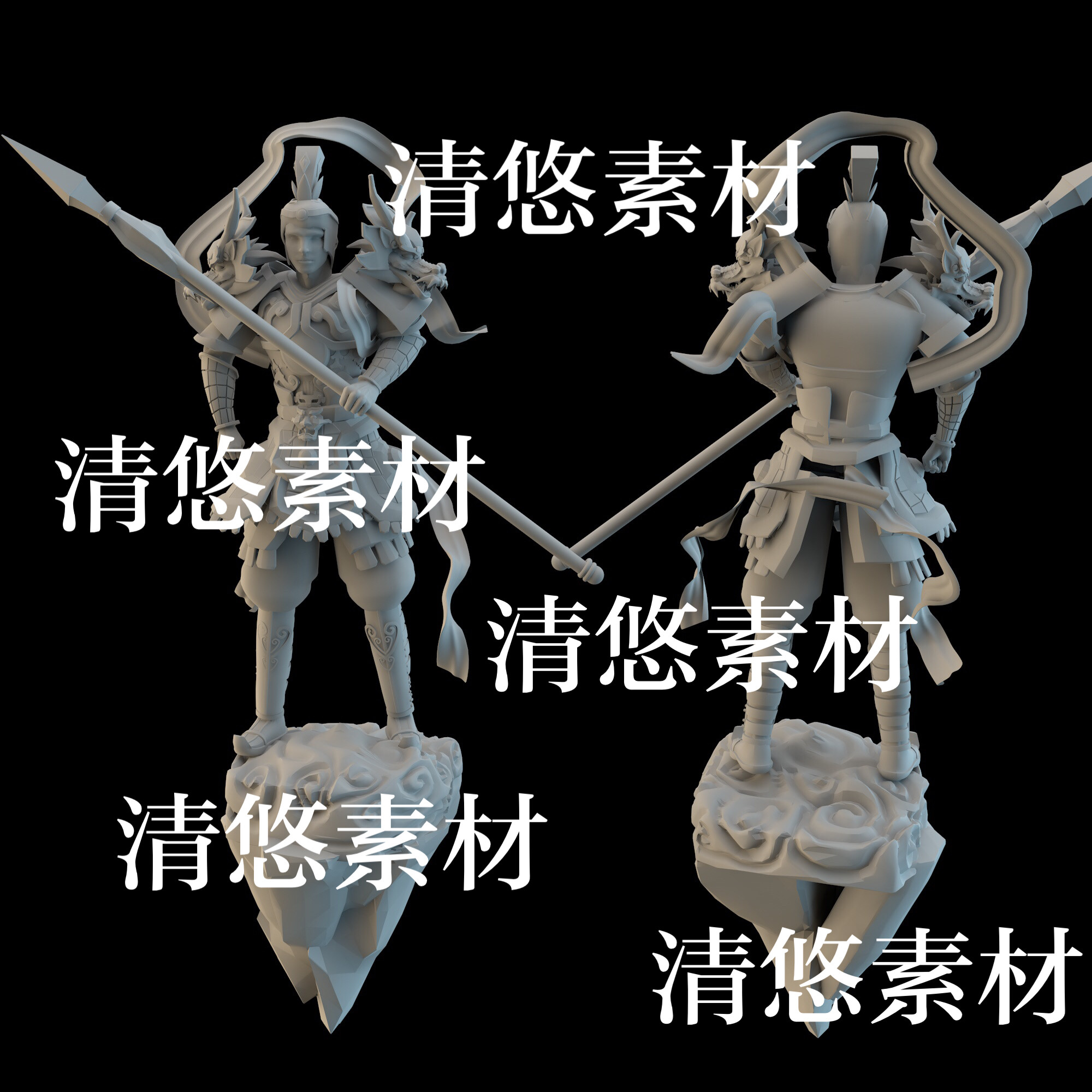 3dmax c4d fbx obj格式仙侠古风盔甲龙头铠甲文件 非实物B171