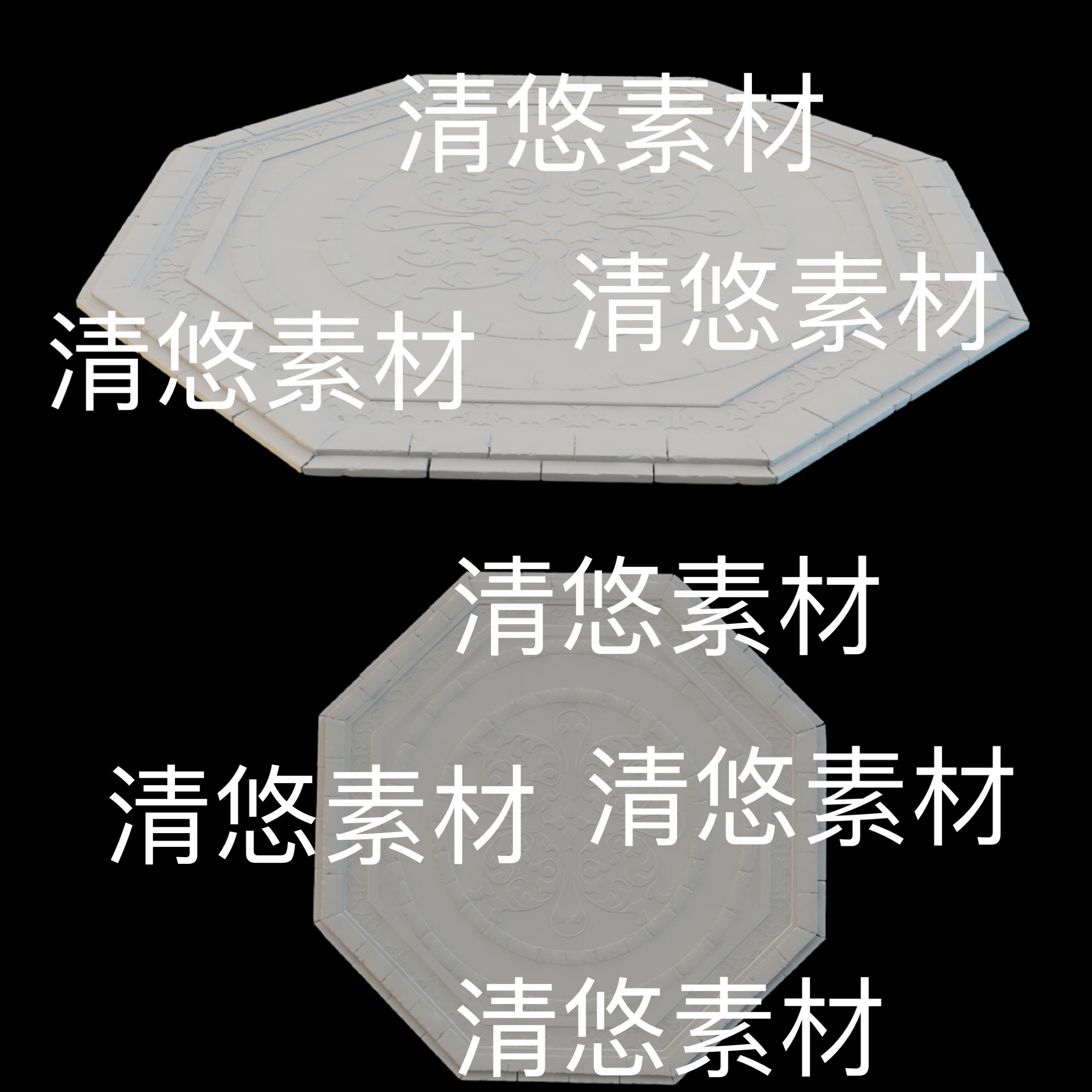 3dmax c4d fbx obj 3ds格式仙侠古风八角平台花纹文件 非实物B611