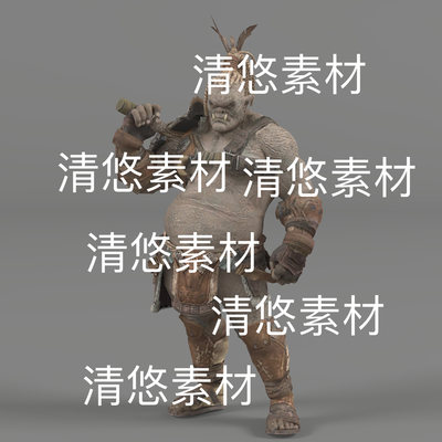 c4d fbx格式魔兽半兽人战士妖兽骨骼绑定模型文件 非实物D370