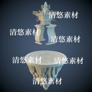 3dmax fbx obj古风仙幻八卦石台平台浮岛模型文件 非实物A835 c4d