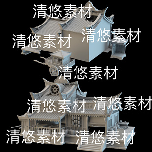 obj格式 3dmax c4d fbx 非实物D168 古代建筑酒馆酒坛灯笼房子文件