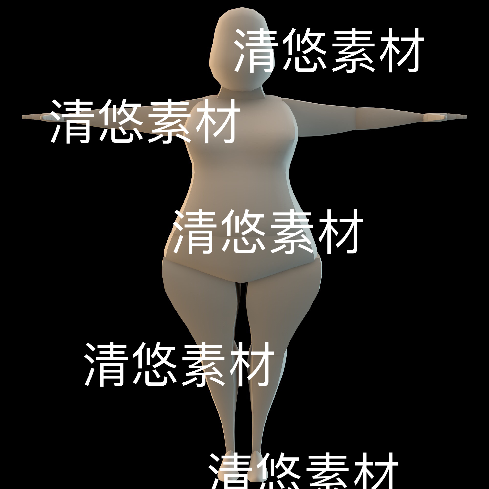3dmax c4d fbx格式bip骨骼绑定卡通简单胖子女文件 非实物D7
