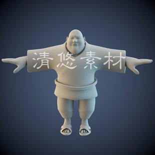 fbx格式 古代胖和尚表情骨骼绑定非实物A219 c4d 卡通人物形象maya