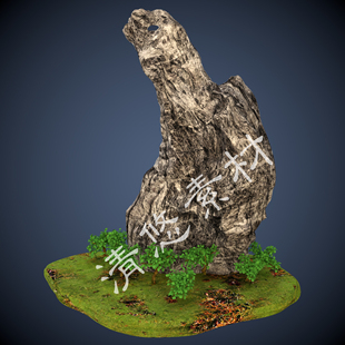 obj格式 3dmax c4d fbx A52 创意卡通场景模型假山树木文件