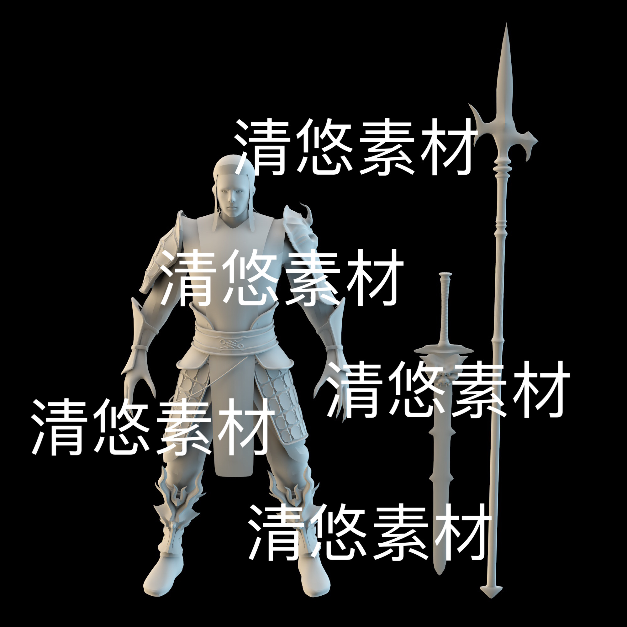 3dmax c4d fbx obj格式利爪古装盔甲人物战士兵器文件 非实物B931
